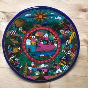 Mexican terra-cotta ceramic wedding plate
